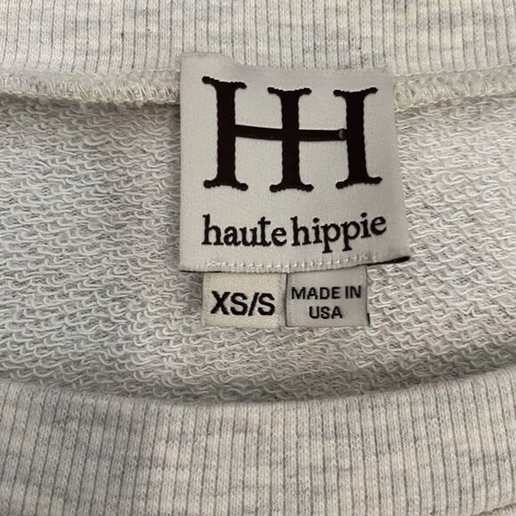 Haute Hippie Pullover Sweatshirt Longhorn Cow Skull Oatmeal Cream/Gold Size XS/S - Picture 4 of 9